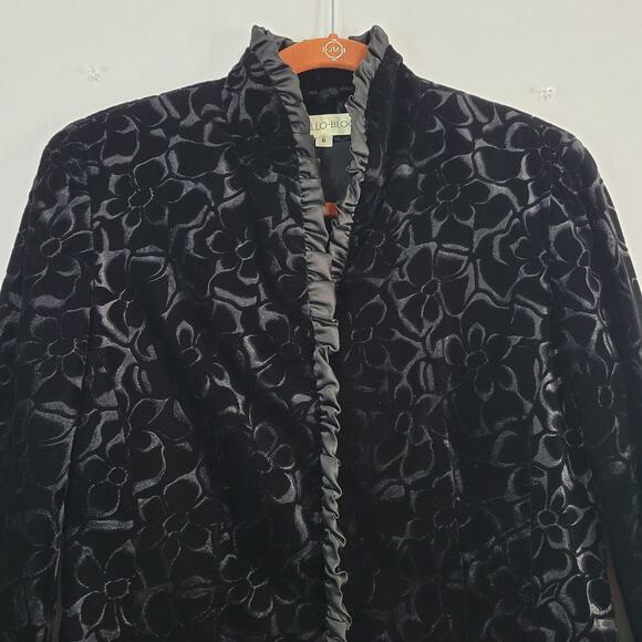 Noviello-Bloom floral velvet ruffle trim skirt set size 6 whimsigoth career USA - Picture 4 of 16